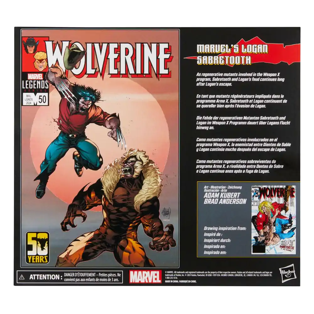 Wolverine 50th Anniversary Marvel Legends Action Figure 2-Pack Marvel's Logan &amp; Sabretooth 15 cm product photo