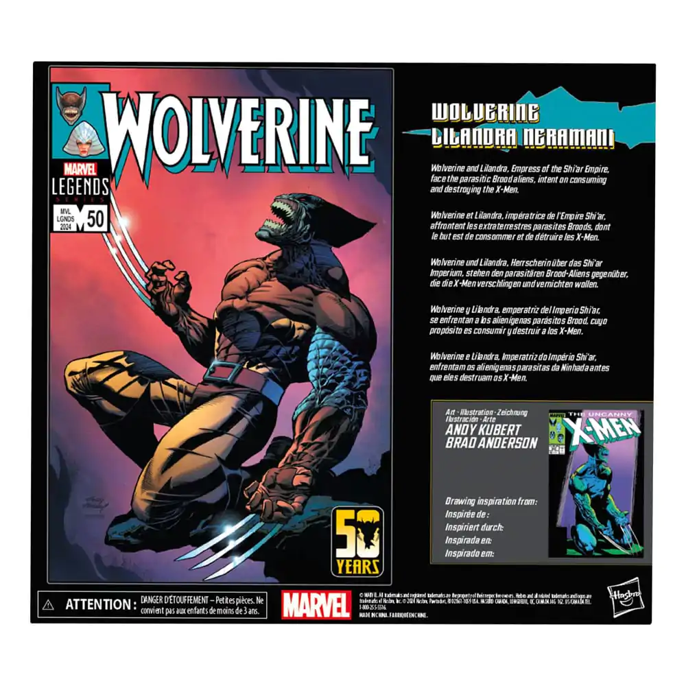 Wolverine 50th Anniversary Marvel Legends Action Figure 2-Pack Wolverine & Lilandra Neramani 15 cm termékfotó