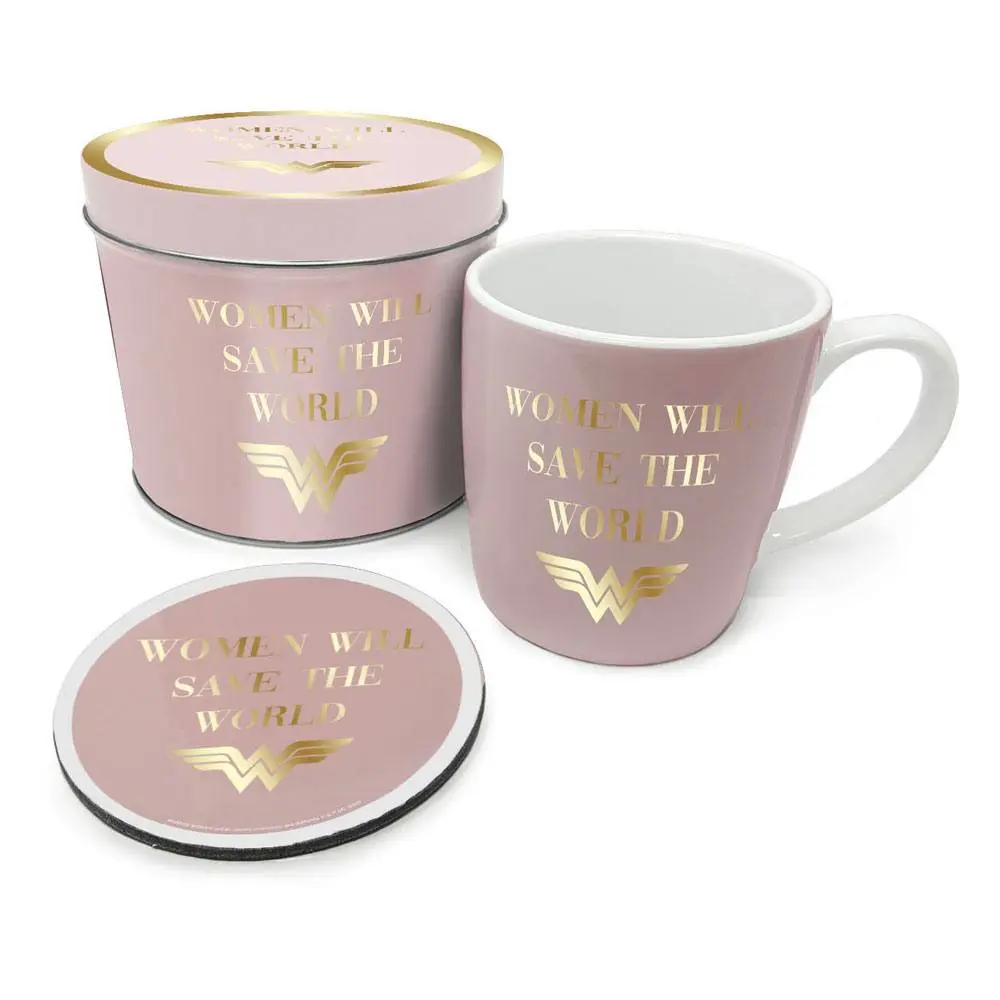 Wonder Woman Mug with Coaster Woman Will Save the World product photo