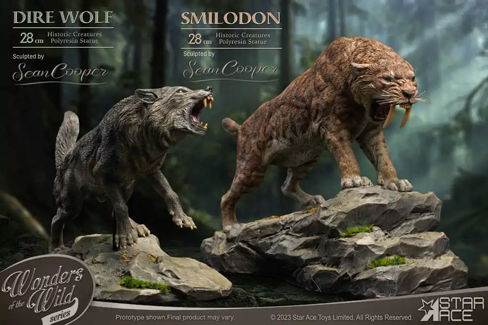 Wonders of the Wild Series Statue Smilodon &amp; Dire Wolf Twin Pack Set 28 cm product photo