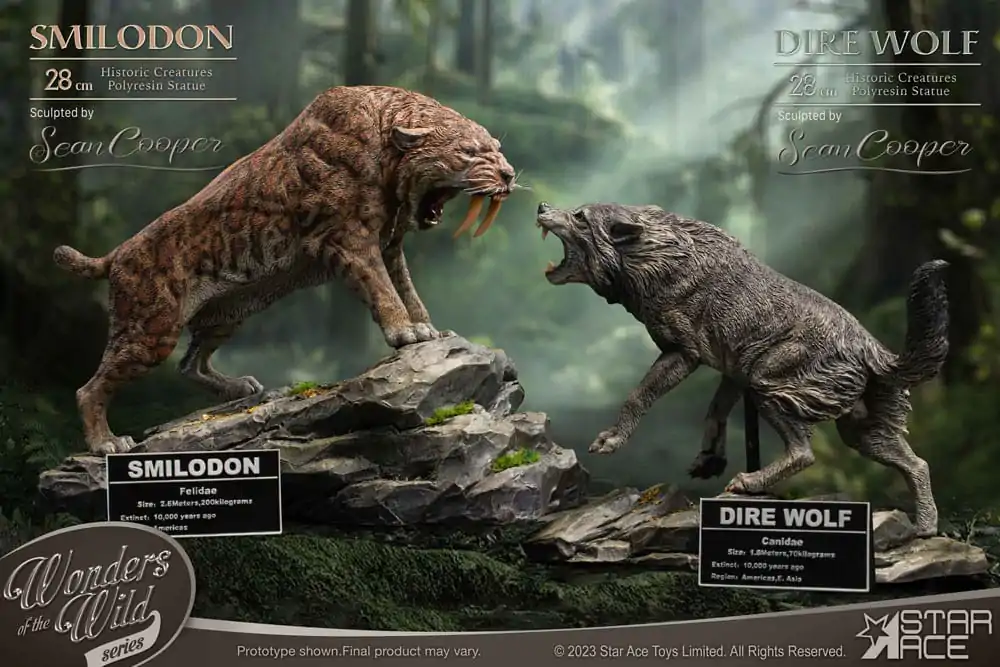 Wonders of the Wild Series Statue Smilodon &amp; Dire Wolf Twin Pack Set 28 cm product photo