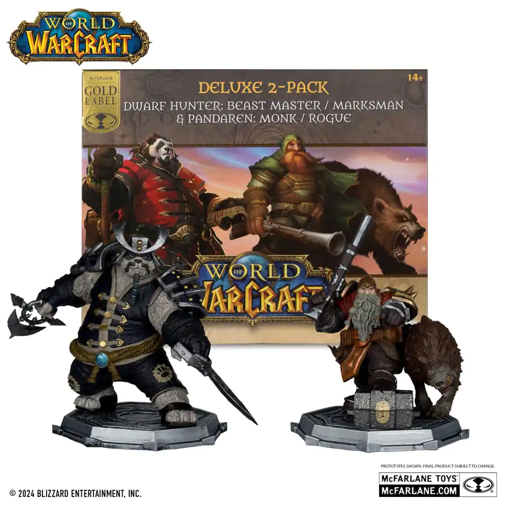 World of Warcraft PVC Statue 2-Pack 1/12 Dwarf Hunter: Beast Master & Pandaren: Monk (Gold Label) 15 cm product photo