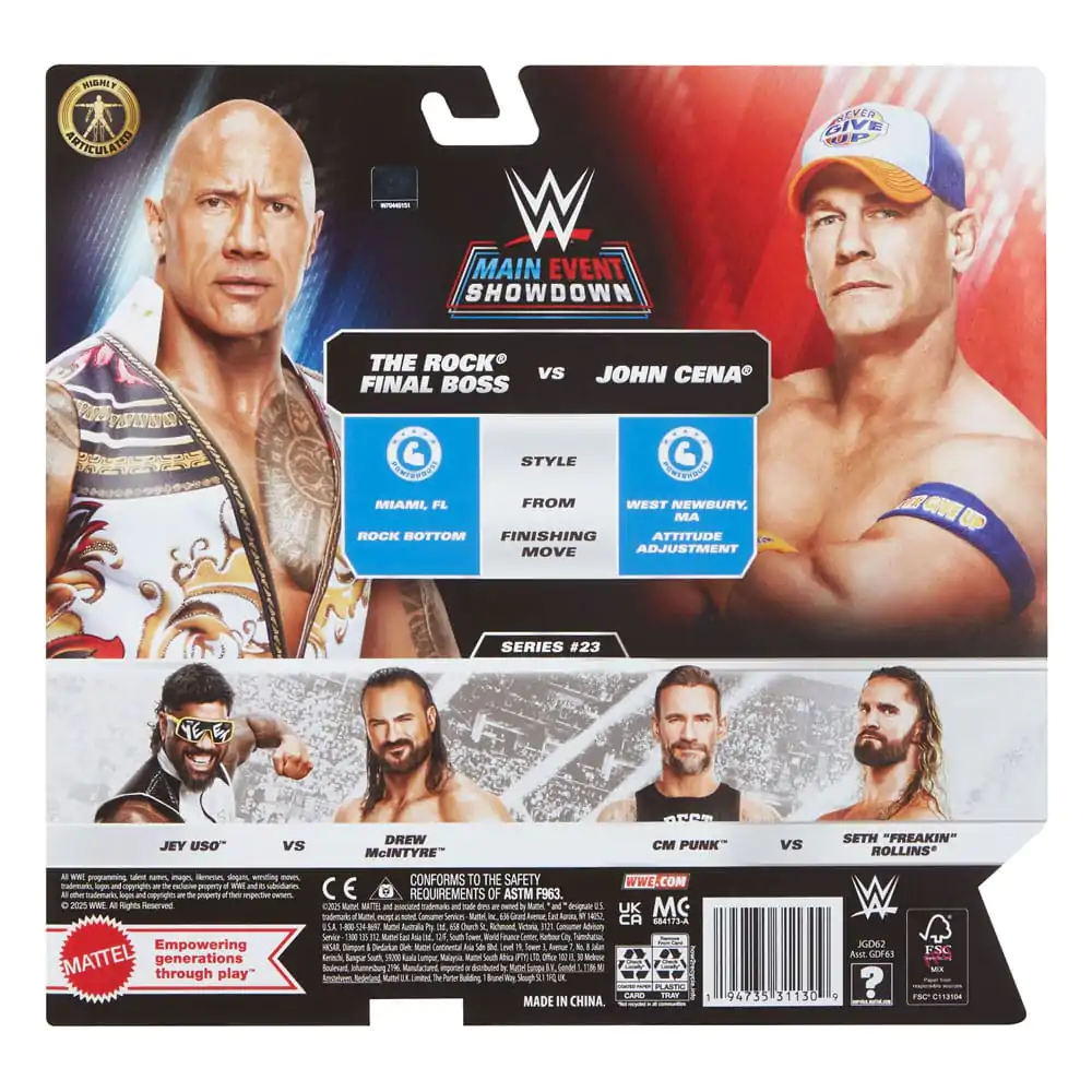 WWE Main Event Showdown Action Figures The Rock Final Boss vs John Cena 2-Pack 15 cm product photo