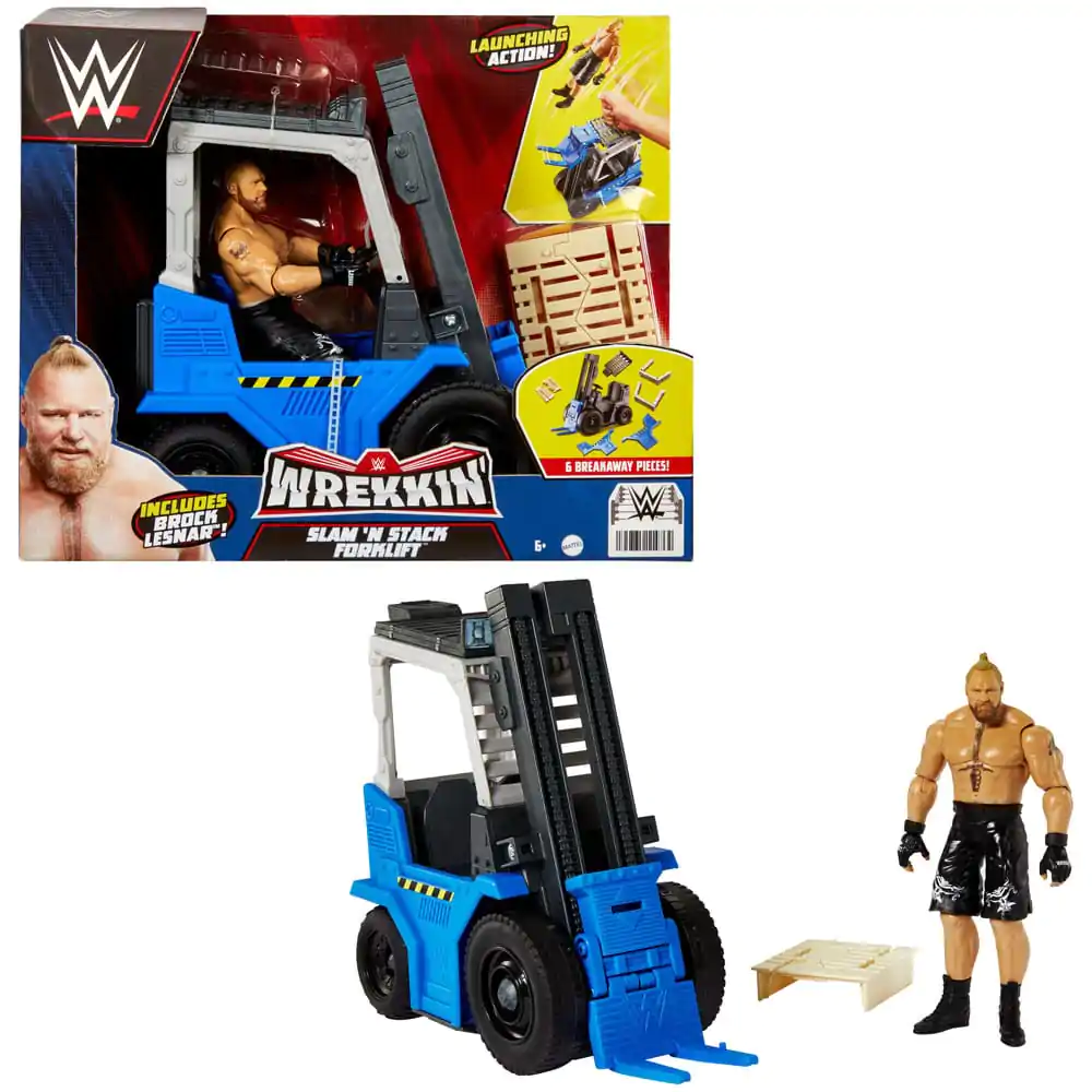 WWE Wrekkin' Vehicle Slam 'N Stack Forklift with Brock Lesnar Action Figure 15 cm termékfotó