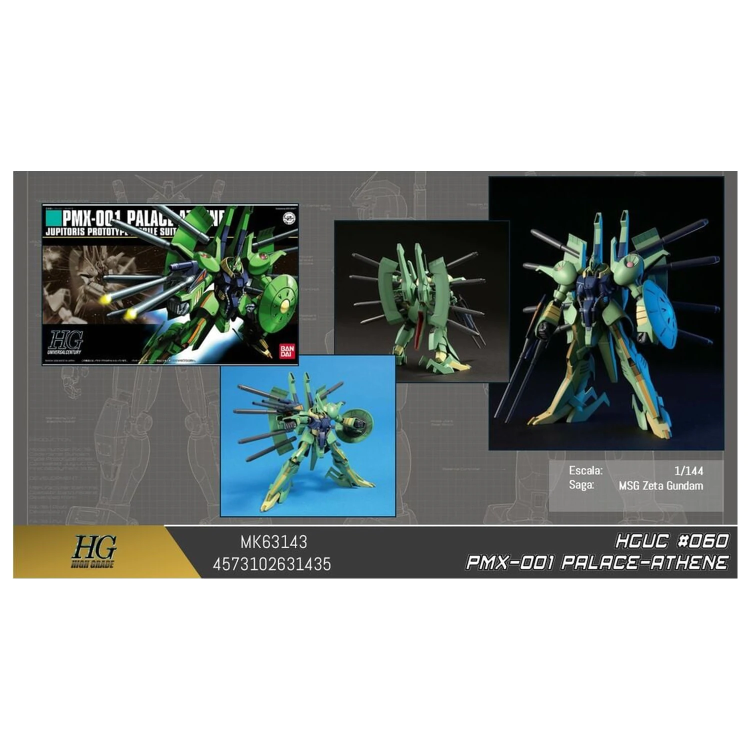 Zeta Gundam PMX-000 Palace Athene Mobile Suit Model Kit HGUC 1/144 product photo