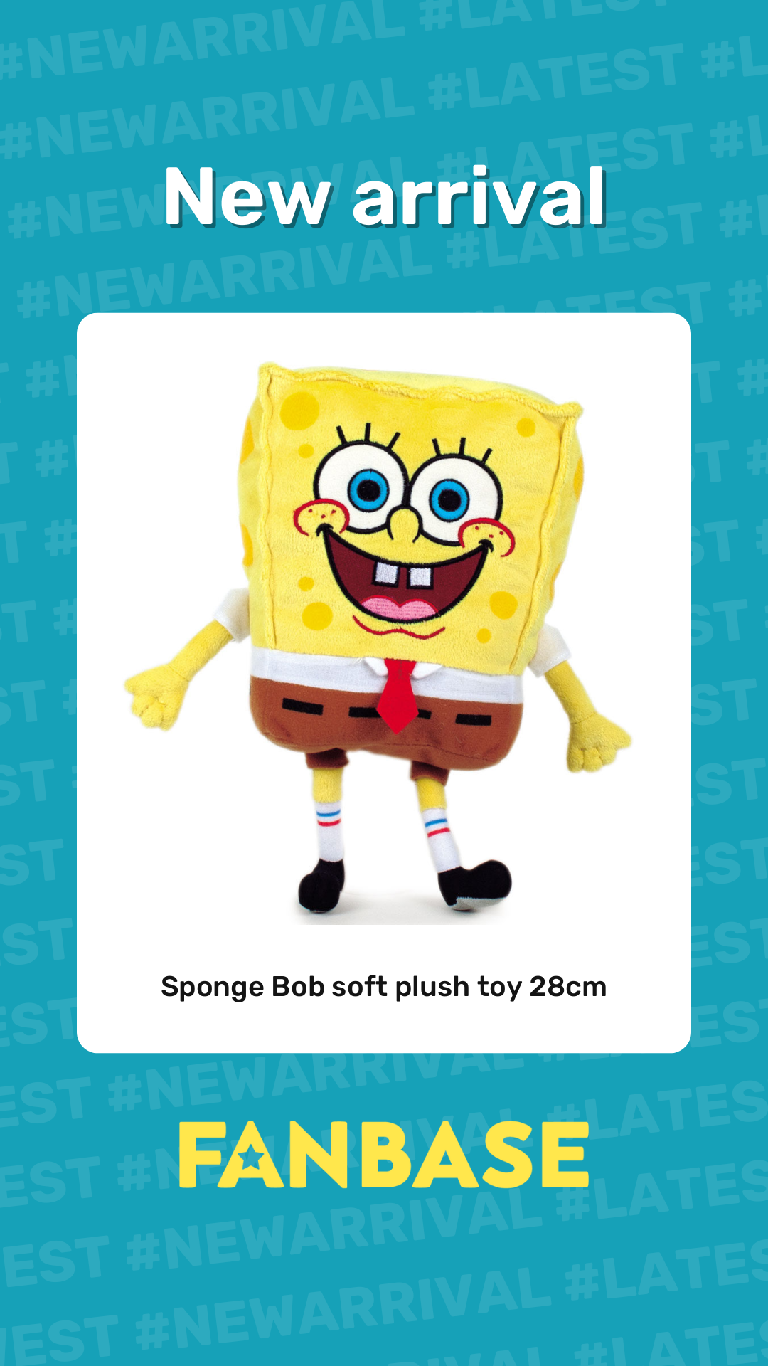 New arrival: Sponge Bob soft plush toy 28cm