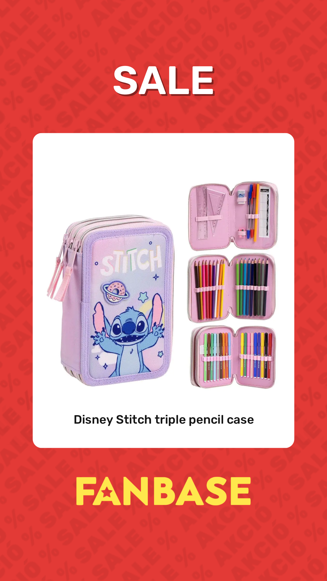 Sale: Disney Stitch triple pencil case