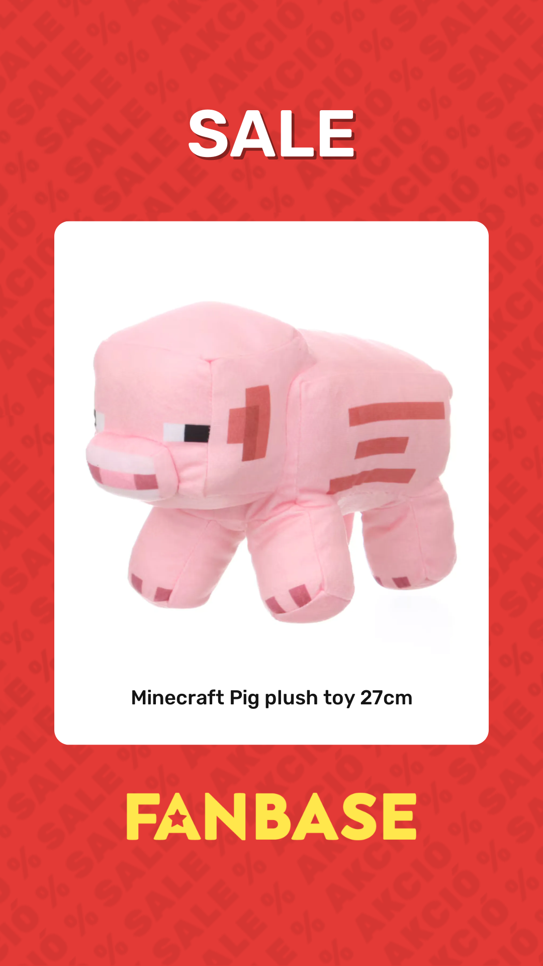 Sale: Minecraft Pig plush toy 27cm