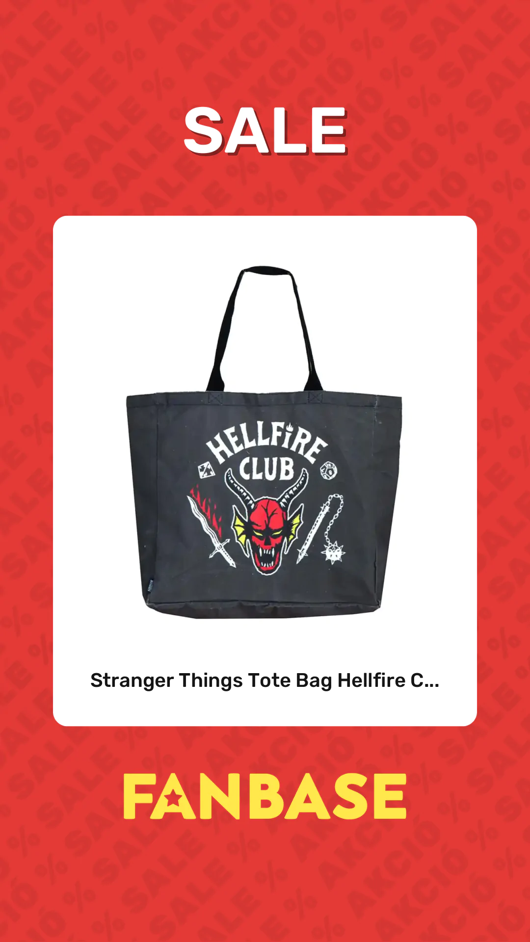 Sale: Stranger Things Tote Bag Hellfire C...