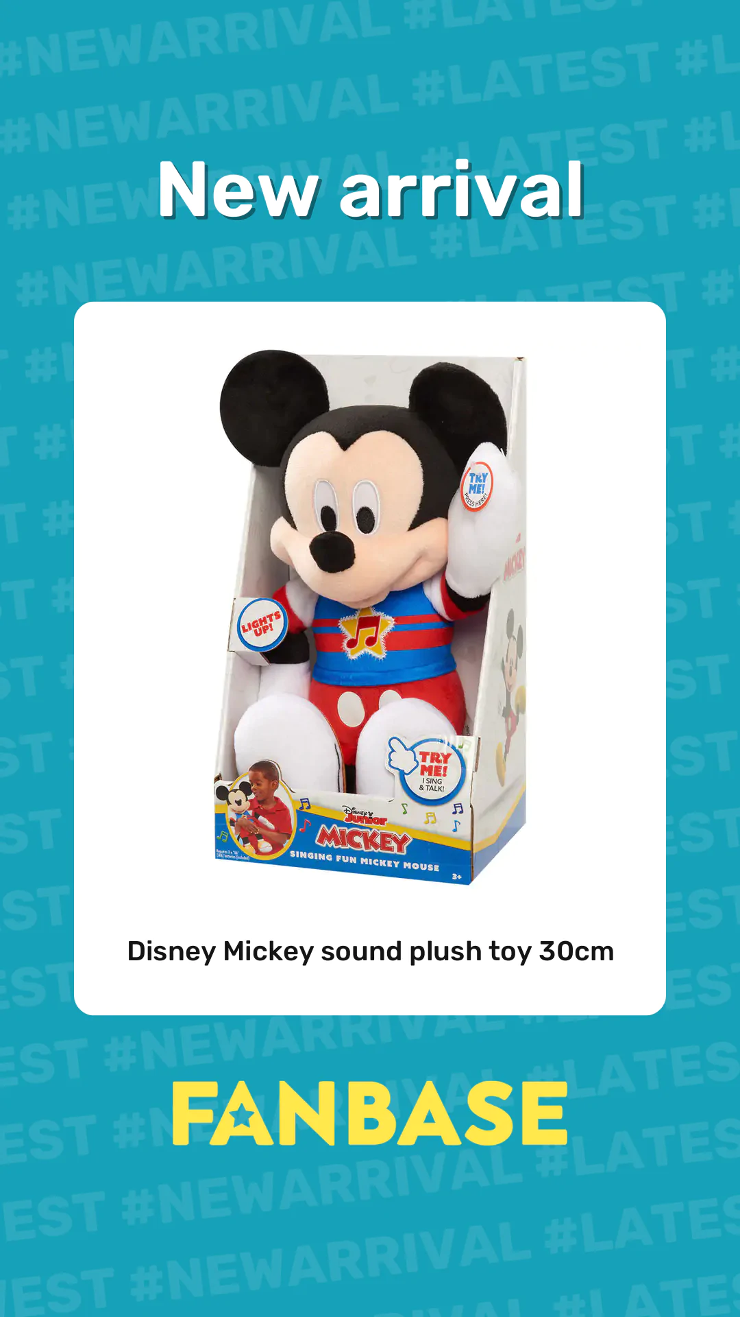 New arrival: Disney Mickey sound plush toy 30cm