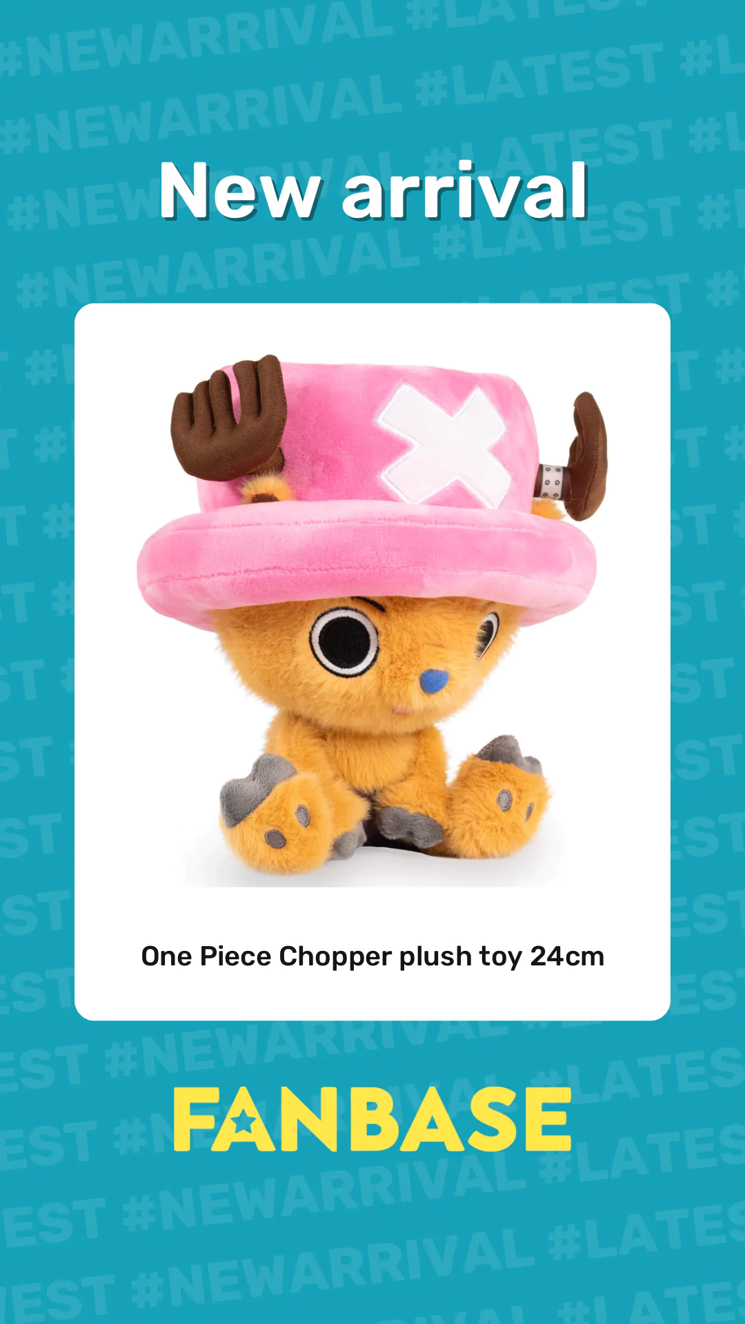 New arrival: One Piece Chopper plush toy 24cm