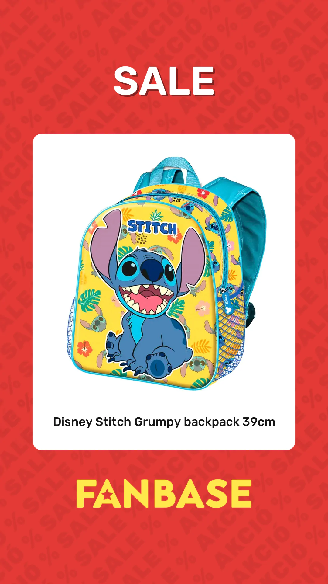 Sale: Disney Stitch Grumpy backpack 39cm