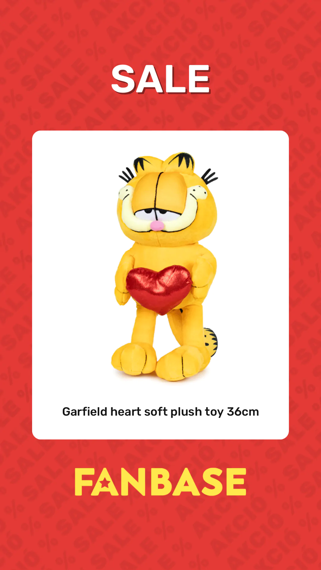 Sale: Garfield heart soft plush toy 36cm