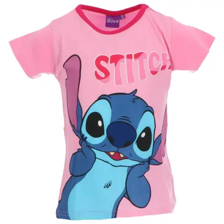 Stitch Surprised Light Pink Kids' Short Sleeve T-Shirt, Top product photo