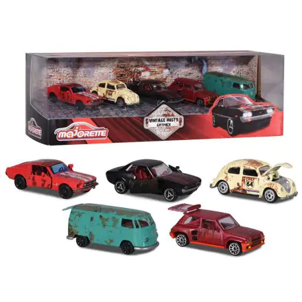 Set 5 Vintage Rusty metal cars product photo