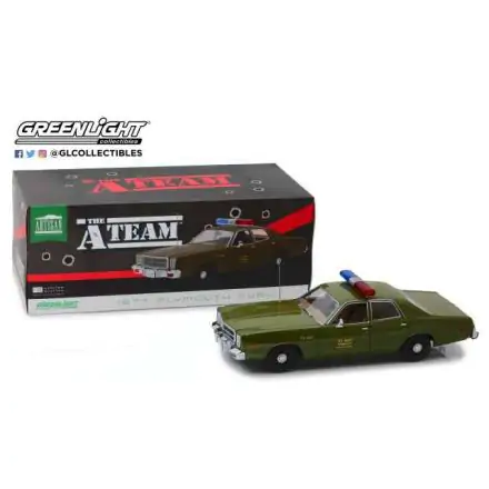 A-Team Diecast Model 1/18 1977 Plymouth Fury U.S. Army Police Colonel Roderick Decker product photo