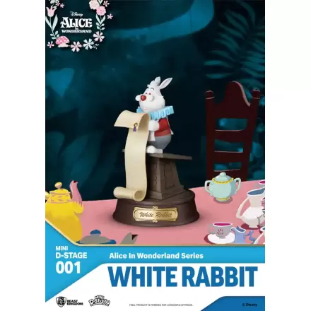 Alice in Wonderland Mini Diorama Stage PVC Statue Glasses White Rabbit 10 cm termékfotója