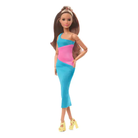 Barbie Signature Barbie Looks Doll Model #15 Brunette Ponytail, Turquoise/Pink Dress product photo