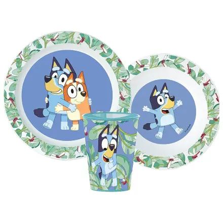 Bluey Tropical Dinner Set, micro plastic set, with 260 ml glass product photo