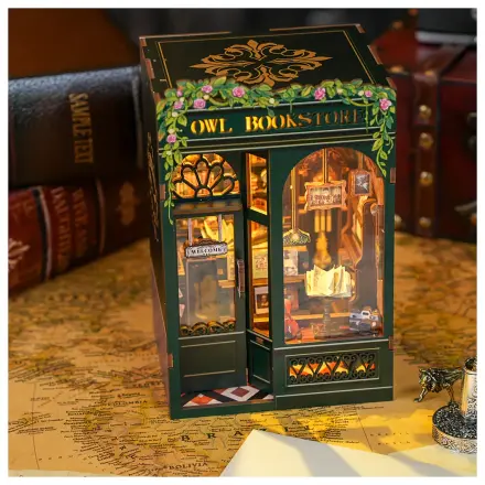 BOOK NOOK KIT DIY Owl Bookstore 139pc + LED Light construction set product photo