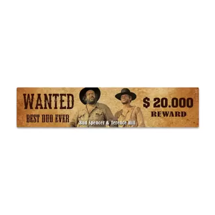 Bud Spencer & Terence Hill Tin Sign with Magnet Wanted 16 x 3,5 cm product photo