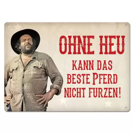 Bud Spencer Tin Sign Ohne Heu kann das beste Pferd... 10 x 15 cm termékfotója