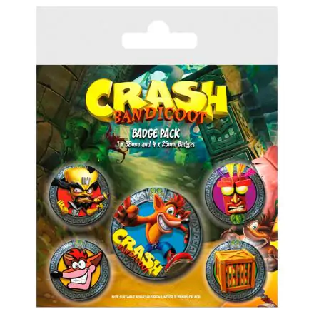 Crash Bandicoot Pin-Back Buttons 5-Pack Pop Out termékfotója