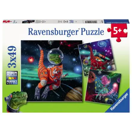 Dinosaurs in space puzzle 3x49pcs product photo