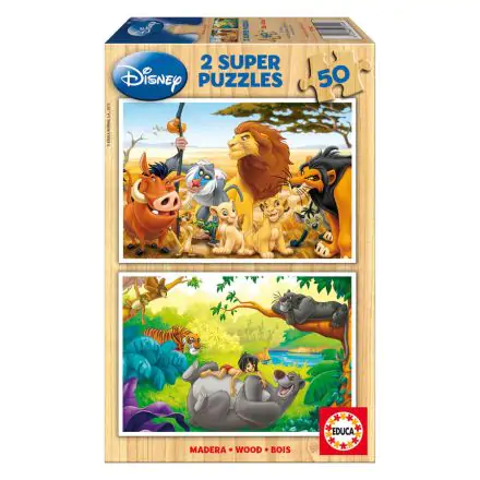 Disney Animal Friends The Lion King + The Jungle Book wooden puzzle 2x50pcs product photo