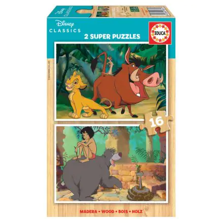 Disney Classics The Lion King + The Jungle Book wooden puzzle 2x16pcs product photo
