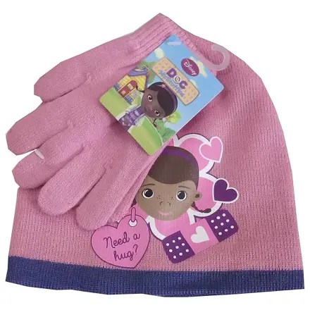 Disney Doc McStuffins Hug Pink kids hat and glove set 54 cm product photo