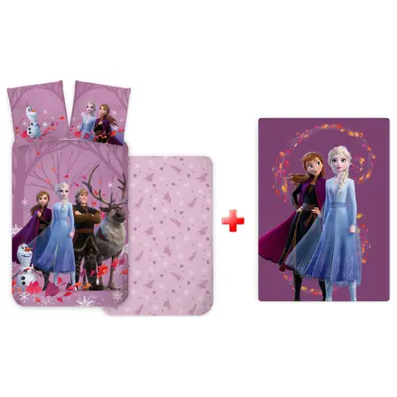 Disney Frozen Purple Wind Kids' Toddler Duvet Cover and Fleece Blanket Set product photo