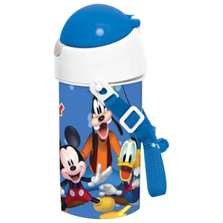 Disney Mickey Blue Plastic Water Bottle with Straw and Lanyard 500 ml product photo