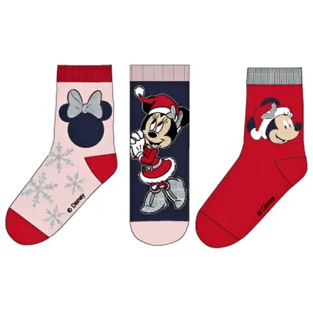 Disney Minnie Snow Blue Christmas Kids Socks 23/26 product photo