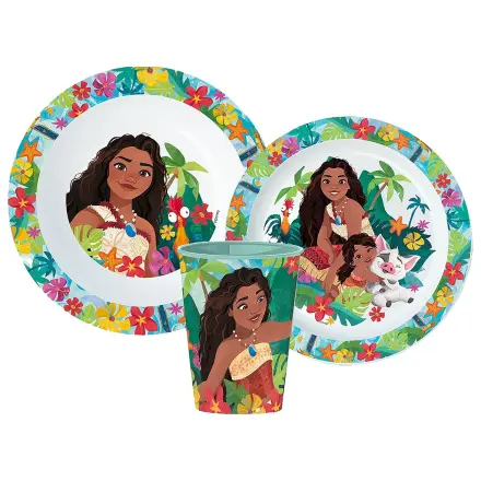 Disney Moana Lagoon Tableware Set, Micro Plastic Set with Glass 260 ml product photo