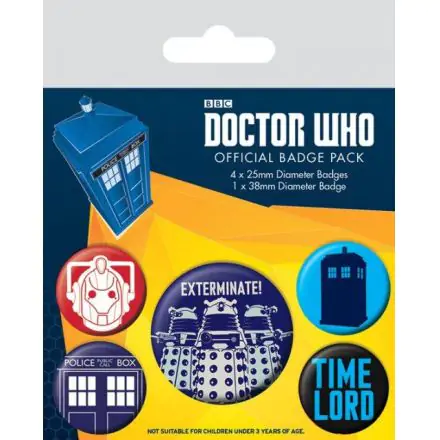 Doctor Who Pin-Back Buttons 5-Pack Exterminate termékfotója