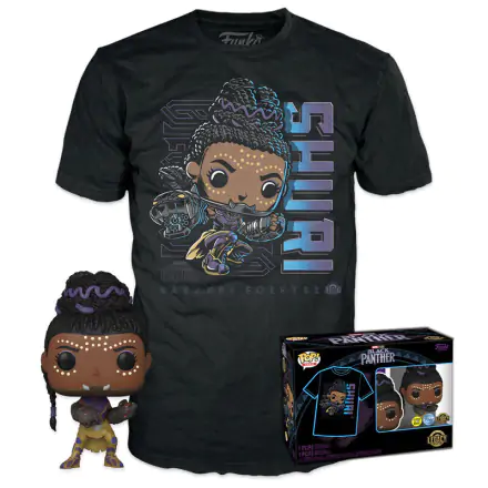 Funko POP! figure & tee box Marvel Black Panther Shury Exkluzív termékfotója