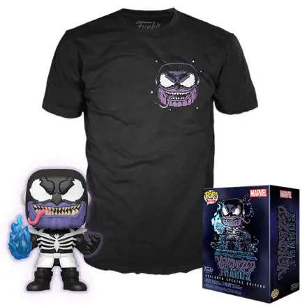Funko POP figure & tee box Marvel Venom Venomized Thanos Exkluzív termékfotója