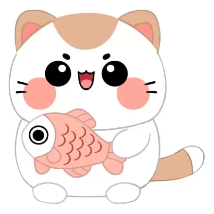 Funny Cat Plush Figure Cat with Fish 25 cm        product photo