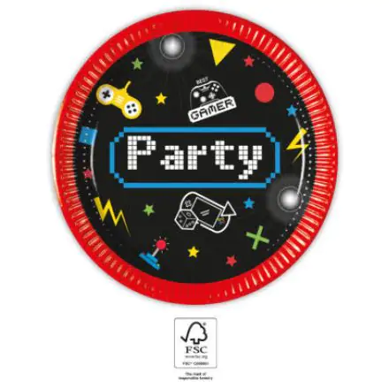 Gaming Party Paper Plates 8 pcs 20 cm FSC product photo