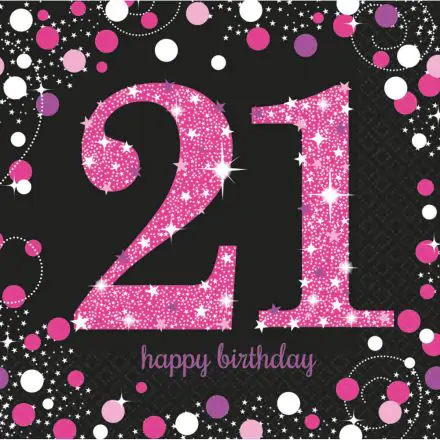 Happy Birthday 21 Pink Napkins 16 pc 33*33 cm product photo