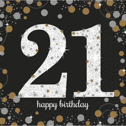 Happy Birthday Gold 21 Napkins 16 pc 33*33 cm product photo