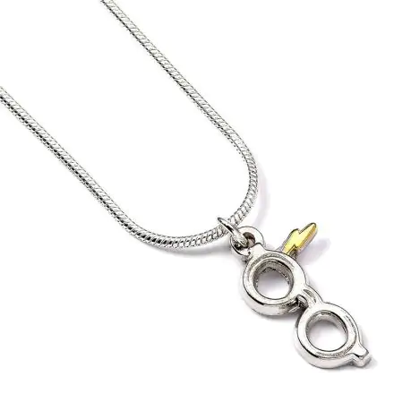 Harry Potter Silver Plated Lightning Bolt with Glasses necklace product photo