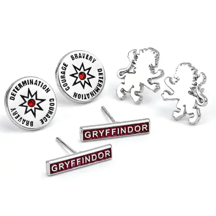 Harry Potter Earrings 3-Pack Gryffindor (Silver plated) product photo