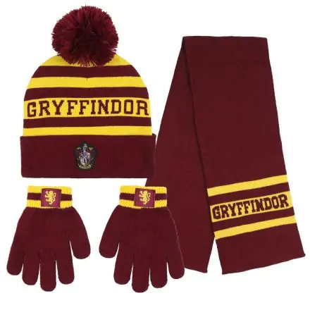 Harry Potter Gryffindor winter set scarf hat gloves product photo