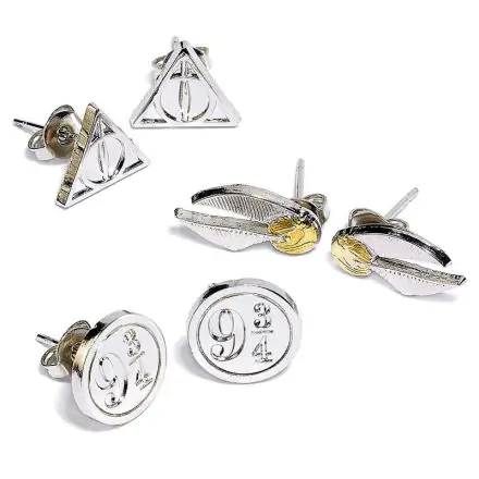 Harry Potter Earrings 3-Pack Snitch/Deathly Hallows/Platform 9 3/4 (silver plated) termékfotója