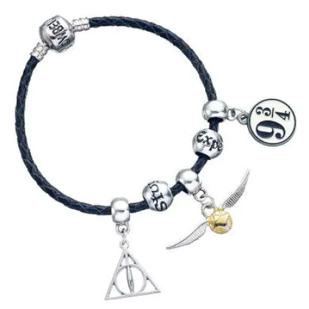 Harry Potter Deathly Hallows Snitch Platform 2 Spellbeads leather charm bracelet product photo