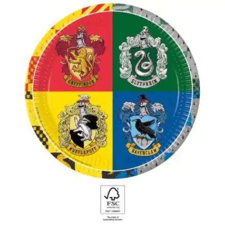 Harry Potter Hogwarts Houses paper plates 8 pcs 23 cm FSC product photo