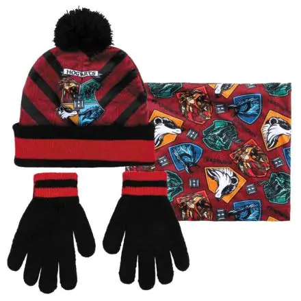 Harry Potter Hogwarts Kids winter set snood hat gloves product photo