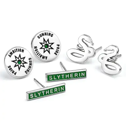 Harry Potter Earrings 3-Pack Slytherin (Silver plated) product photo